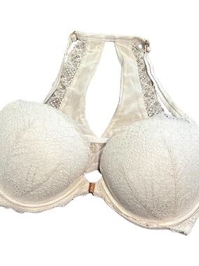 PINK Victoria’s Secret 36DD Ivory Lace Racerback Push-Up Bra